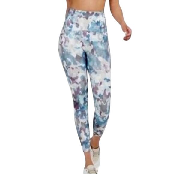 Spanx Leggings Womens Size XS Pastel Camouflage Print Purple Teal Athleisure - Picture 8 of 10
